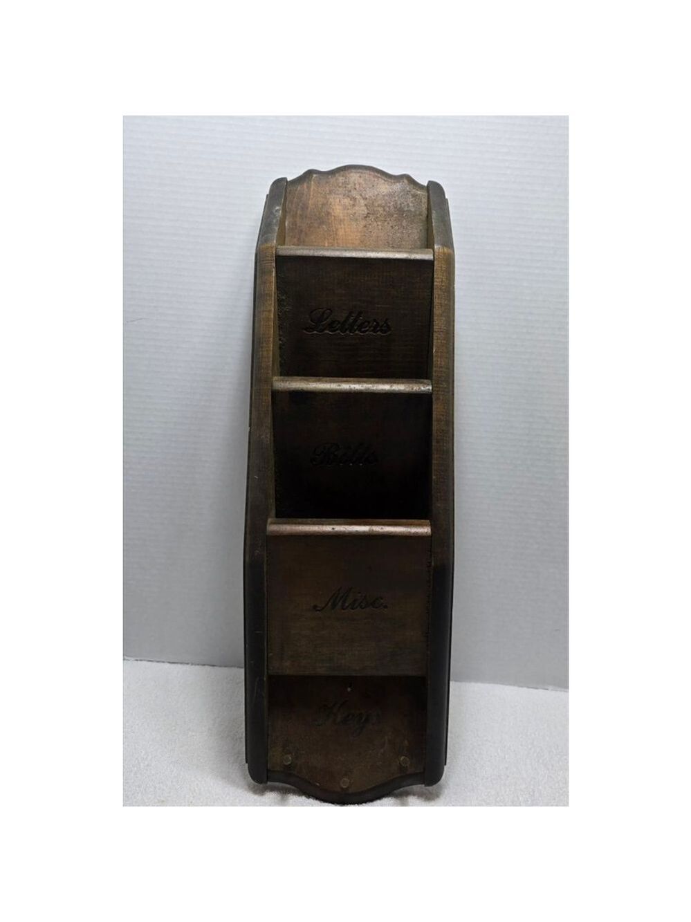 vintage rustic 3-tier farmhouse wooden wall organizer for mail, bills, etc